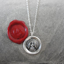 Load image into Gallery viewer, Phoenix Wax Seal Necklace - I Suffer Alone - antique Mythical Phoenix in silver - RQP Studio