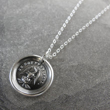 Load image into Gallery viewer, Phoenix Wax Seal Necklace - I Suffer Alone - antique Mythical Phoenix in silver - RQP Studio