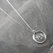 Load image into Gallery viewer, Phoenix Wax Seal Necklace - I Suffer Alone - antique Mythical Phoenix in silver - RQP Studio