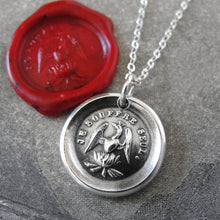 Load image into Gallery viewer, Phoenix Wax Seal Necklace - I Suffer Alone - antique Mythical Phoenix in silver - RQP Studio
