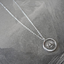 Load image into Gallery viewer, Phoenix Wax Seal Necklace - I Suffer Alone - antique Mythical Phoenix in silver - RQP Studio