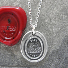 Load image into Gallery viewer, Further Beyond - Silver Sun Wax Seal Necklace - Surpass Your Limits