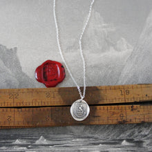 Load image into Gallery viewer, Proceed With Caution - Silver Wax Seal Necklace - Rampant Lion Flag Bearer Bravery - RQP Studio