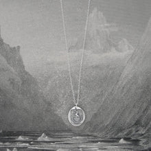 Load image into Gallery viewer, Proceed With Caution - Silver Wax Seal Necklace - Rampant Lion Flag Bearer Bravery - RQP Studio