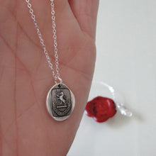 Load image into Gallery viewer, Proceed With Caution - Silver Wax Seal Necklace - Rampant Lion Flag Bearer Bravery - RQP Studio