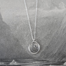 Load image into Gallery viewer, Proceed With Caution - Silver Wax Seal Necklace - Rampant Lion Flag Bearer Bravery - RQP Studio
