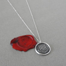 Load image into Gallery viewer, Protection Wax Seal Necklace Portcullis - Antique Silver Wax Seal Jewelry