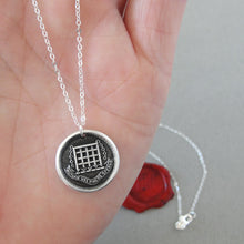 Load image into Gallery viewer, Protection Wax Seal Necklace Portcullis - Antique Silver Wax Seal Jewelry