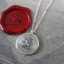 Load image into Gallery viewer, Rampant Griffin Wax Seal Necklace - Strength Courage Boldness - antique wax seal charm jewelry - RQP Studio
