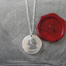 Load image into Gallery viewer, Rampant Griffin Wax Seal Necklace - Strength Courage Boldness - antique wax seal charm jewelry - RQP Studio