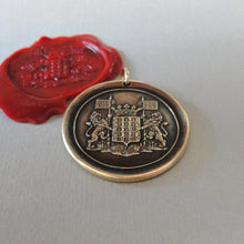 Load image into Gallery viewer, Rampant Lion Wax Seal Pendant - Courage Bravery Strength Antique Wax Seal Jewelry