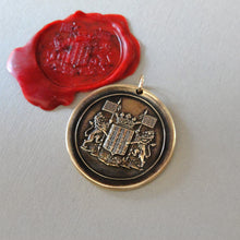 Load image into Gallery viewer, Rampant Lion Wax Seal Pendant - Courage Bravery Strength Antique Wax Seal Jewelry