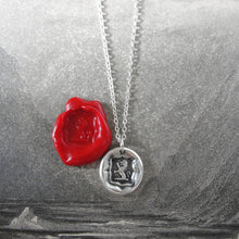 Load image into Gallery viewer, Silver Wax Seal Necklace Demi Lion Rampant - Courage Bravery Strength - RQP Studio