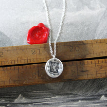 Load image into Gallery viewer, Silver Wax Seal Necklace Demi Lion Rampant - Courage Bravery Strength - RQP Studio