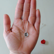 Load image into Gallery viewer, Silver Wax Seal Necklace Demi Lion Rampant - Courage Bravery Strength - RQP Studio