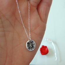 Load image into Gallery viewer, Silver Wax Seal Necklace Demi Lion Rampant - Courage Bravery Strength - RQP Studio