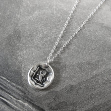 Load image into Gallery viewer, Silver Wax Seal Necklace Demi Lion Rampant - Courage Bravery Strength - RQP Studio