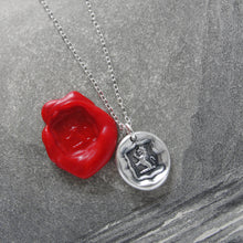 Load image into Gallery viewer, Silver Wax Seal Necklace Demi Lion Rampant - Courage Bravery Strength - RQP Studio