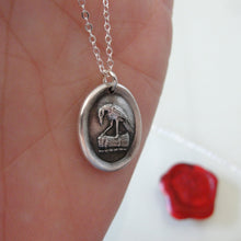 Load image into Gallery viewer, Raven Wax Seal Necklace In Silver - Knowledge Thought and Mind - RQP Studio