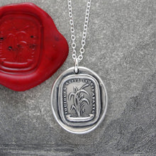 Load image into Gallery viewer, Bend, Never Break - Silver Wax Seal Necklace Bulrush Reed - RQP Studio