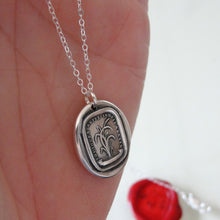 Load image into Gallery viewer, Bend, Never Break - Silver Wax Seal Necklace Bulrush Reed - RQP Studio
