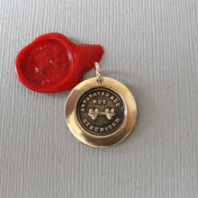 Load image into Gallery viewer, Hearts Connected Wax Seal Charm - antique wax seal jewelry - Across the Miles motto Separated But Not Disunited