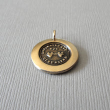 Load image into Gallery viewer, Hearts Connected Wax Seal Charm - antique wax seal jewelry - Across the Miles motto Separated But Not Disunited