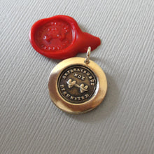 Load image into Gallery viewer, Hearts Connected Wax Seal Charm - antique wax seal jewelry - Across the Miles motto Separated But Not Disunited