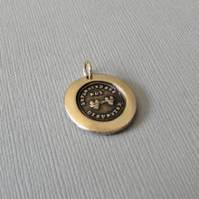 Load image into Gallery viewer, Hearts Connected Wax Seal Charm - antique wax seal jewelry - Across the Miles motto Separated But Not Disunited