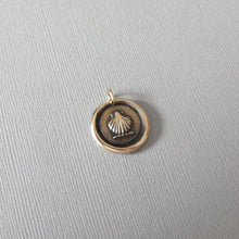 Load image into Gallery viewer, Shell Wax Seal Pendant - Antique Bronze Escallop Wax Seal Jewelry Traveler Voyager Symbol