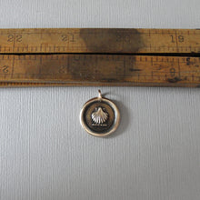 Load image into Gallery viewer, Shell Wax Seal Pendant - Antique Bronze Escallop Wax Seal Jewelry Traveler Voyager Symbol