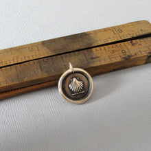Load image into Gallery viewer, Shell Wax Seal Pendant - Antique Bronze Escallop Wax Seal Jewelry Traveler Voyager Symbol