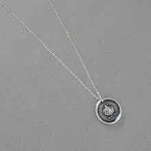 Load image into Gallery viewer, Shell Wax Seal Necklace - Antique Silver Escallop Wax Seal Jewelry Traveler Voyager