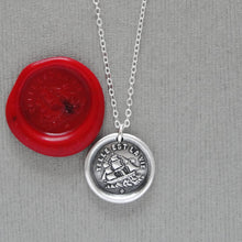 Load image into Gallery viewer, Such Is Life Wax Seal Necklace - Silver Ship Wax Seal Jewelry Three Masted Rigger