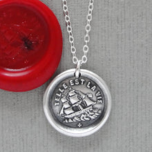 Load image into Gallery viewer, Such Is Life Wax Seal Necklace - Silver Ship Wax Seal Jewelry Three Masted Rigger
