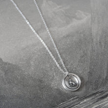 Load image into Gallery viewer, Tiny Silver Dog Wax Seal Necklace - Faithful Loyal Friend
