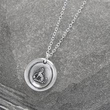 Load image into Gallery viewer, Tiny Silver Dog Wax Seal Necklace - Faithful Loyal Friend