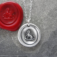 Load image into Gallery viewer, Tiny Silver Dog Wax Seal Necklace - Faithful Loyal Friend