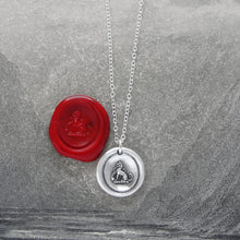 Load image into Gallery viewer, Tiny Silver Dog Wax Seal Necklace - Faithful Loyal Friend
