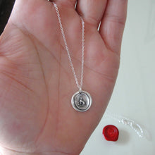 Load image into Gallery viewer, Tiny Silver Dog Wax Seal Necklace - Faithful Loyal Friend