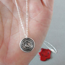 Load image into Gallery viewer, Aim High - Silver Wax Seal Necklace Excel In Life Antique Dove Wax Seal Jewelry