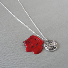 Load image into Gallery viewer, Aim High - Silver Wax Seal Necklace Excel In Life Antique Dove Wax Seal Jewelry