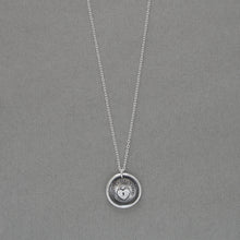 Load image into Gallery viewer, Heart Wax Seal Necklace In Silver - You Have The Key - Antique Wax Seal Charm Jewelry
