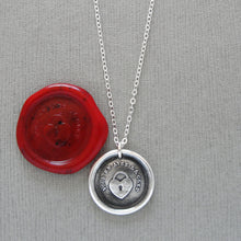 Load image into Gallery viewer, Heart Wax Seal Necklace In Silver - You Have The Key - Antique Wax Seal Charm Jewelry