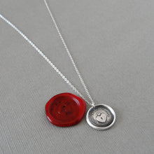 Load image into Gallery viewer, Heart Wax Seal Necklace In Silver - You Have The Key - Antique Wax Seal Charm Jewelry