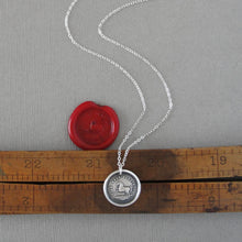Load image into Gallery viewer, Horse Wax Seal Necklace In Silver - High Spirited Antique Equestrian Wax Seal Charm Jewelry