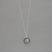 Load image into Gallery viewer, Horse Wax Seal Necklace In Silver - High Spirited Antique Equestrian Wax Seal Charm Jewelry
