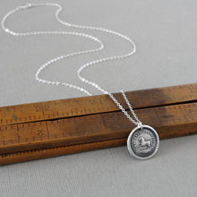 Load image into Gallery viewer, Horse Wax Seal Necklace In Silver - High Spirited Antique Equestrian Wax Seal Charm Jewelry