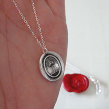 Load image into Gallery viewer, Silver Wax Seal Necklace with Palm Tree - When Struck I Rise - RQP Studio