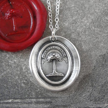 Load image into Gallery viewer, Silver Wax Seal Necklace with Palm Tree - When Struck I Rise - RQP Studio